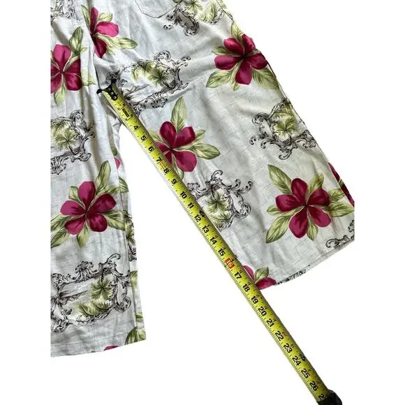 Marsh Landing 100% Rayon Ladies Floral Pants - Size M Medium - Super Cute - Picture 3 of 6